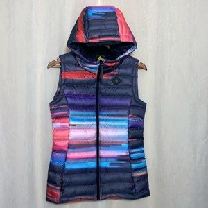 Burton puffer vest NWT multi colored full zip with hood xs